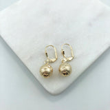 18K Gold Layered 10 mm Texturized Ball Lever Back Earrings 21.0384