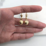 18K Gold Layered 10 mm Texturized Ball Lever Back Earrings 21.0384