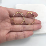 18K Gold Layered 23 mm Tri-Tone Texturized Hoops 21.0399