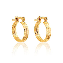 Load image into Gallery viewer, 18K Gold Layered 15 mm Two Layered Texturized Kids Earrings 21.0402
