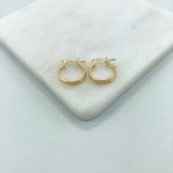 18K Gold Layered 15 mm Two Layered Texturized Kids Earrings 21.0402