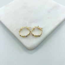 Load image into Gallery viewer, 18K Gold Layered 15 mm Two Tone Texturized Kids Earrings 21.0404
