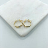 18K Gold Layered 15 mm Two Tone Texturized Kids Earrings 21.0404