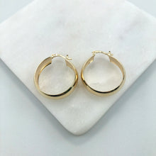Load image into Gallery viewer, 18K Gold Layered 27 mm Truncated Cylinder Hoops 21.0406
