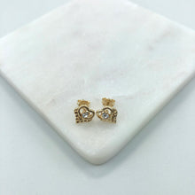 Load image into Gallery viewer, 18K Gold Layered Clear CZ Center In Cut Out Heart Push Back Earrings 21.0412/1
