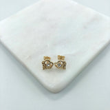 18K Gold Layered Clear CZ Center In Cut Out Heart Push Back Earrings 21.0412/1