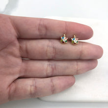 Load image into Gallery viewer, 18K Gold Layered Multicolor Enamel Turtle Plug Kids Earrings 21.0414/17
