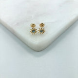 18K Gold Layered Blue CZ Center In Star Design Kids Earrings 21.0415/6