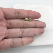 Load image into Gallery viewer, 18K Gold Layered Blue CZ Center In Star Design Kids Earrings 21.0415/6
