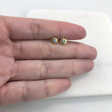 18K Gold Layered Blue CZ Center In Star Design Kids Earrings 21.0415/6