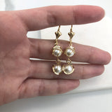 18K Gold Layered Pearls In Cut Out Design Lever Back Earrings 21.0416/92