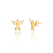Load image into Gallery viewer, 18K Gold Layered Guardian Angel Push Back Earrings With Cubic Zirconia 21.0429/1
