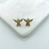 18K Gold Layered Guardian Angel Push Back Earrings With Cubic Zirconia 21.0429/1