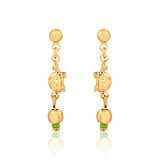 18K Gold Layered Turtle Design Green Rhinestone Drop Earplugs Kids Earrings 21.0440/8