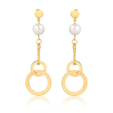 Load image into Gallery viewer, Products 18K Gold Layered Pearl &amp; Rings Dangle Earrings 21.0443/92
