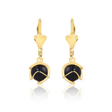 Load image into Gallery viewer, 18K Gold Layered Black Pearl in Gold Cut Out Shape Leverback Earrings 21.0459/91
