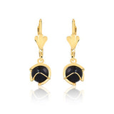 18K Gold Layered Black Pearl in Gold Cut Out Shape Leverback Earrings 21.0459/91