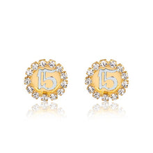 Load image into Gallery viewer, 18K Gold Layered Clear CZ Around 15th Quinceañera Earrings 21.0460/1
