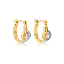 Load image into Gallery viewer, 18K Gold Layered Two-Tone Texturized Double Layered Hoops 21.0576
