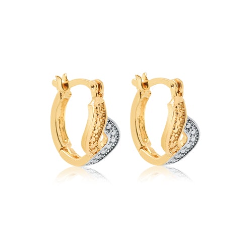 18K Gold Layered Two-Tone Texturized Double Layered Hoops 21.0576