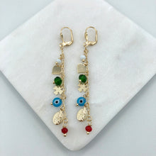 Load image into Gallery viewer, 18K Gold Layered Luck &amp; Protection Symbols Earrings 21.0596/17
