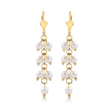 Load image into Gallery viewer, 18K Gold Layered Pearls Drop In Chandelier Earrings 21.0599/92

