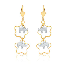 Load image into Gallery viewer, 18K Gold Layered Two Tone Elephant In Cut Out Star Shape Dangle Earrings 21.0604
