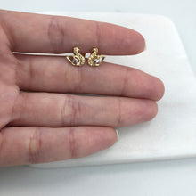 Load image into Gallery viewer, 18K Gold Layered Two-Tone Swan Design Push Back Earrings 21.0612

