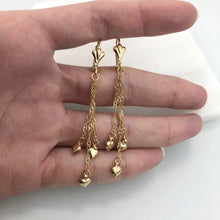 Load image into Gallery viewer, 18K Gold Layered Twist Chain Tassel Cluster Earrings With Three Hearts 21.0619
