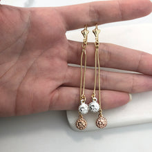 Load image into Gallery viewer, 18K Gold Layered Snake Chain Link Cluster Earrings With Tri-Tone Sun Drops 21.0621
