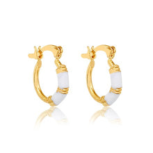 Load image into Gallery viewer, 18K Gold Layered White Enamel Hoops 21.0626/17
