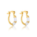 18K Gold Layered White Enamel Hoops 21.0626/17