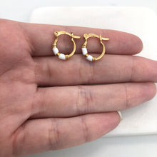 Load image into Gallery viewer, 18K Gold Layered White Enamel Hoops 21.0626/17
