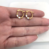 18K Gold Layered White Enamel Hoops 21.0626/17