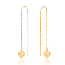 Load image into Gallery viewer, 18K Gold Layered Long Threader Earrings with Heart Design 21.0627
