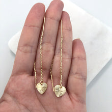Load image into Gallery viewer, 18K Gold Layered Long Threader Earrings with Heart Design 21.0627
