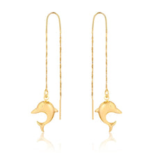 Load image into Gallery viewer, 18K Gold Layered Dolphin Drop Long Threader Earrings 21.0630
