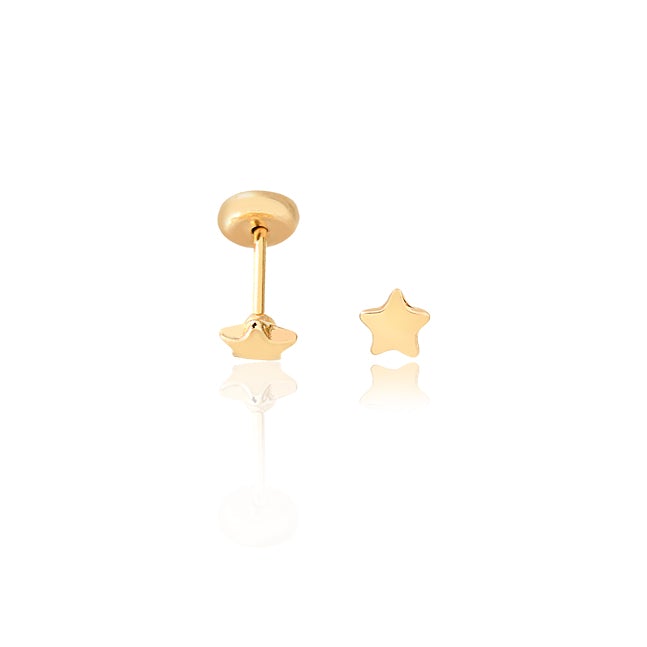 18K Gold Layered Star Design Stud Plugs Kids Earrings 21.0924