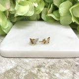 18K Gold Layered Clear Cubic Zirconia Butterfly Design Push Back Earrings 23.1131