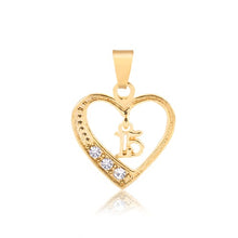 Load image into Gallery viewer, 18K Gold Layered CZ Cutout Heart Design Quinceañera 15 Años Pendant 31.0006/1
