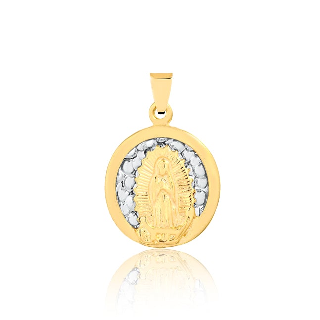 18K Gold Layered Two Tone Our Lady of Players Religious Pendant 31.0009