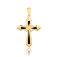 Load image into Gallery viewer, 18K Gold Layered Black Enamel Holy Cross Religious Pendant 31.0034/2
