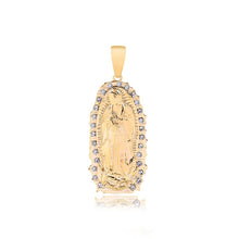 Load image into Gallery viewer, 18K Gold Layered 56mm Clear CZ Our Lady of Guadalupe Medal Pendant 31.0052/1
