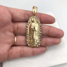 Load image into Gallery viewer, 18K Gold Layered 56mm Clear CZ Our Lady of Guadalupe Medal Pendant 31.0052/1
