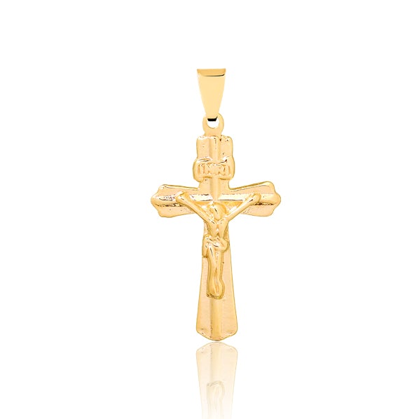 18K Gold Layered 34mm Jesus Cross Religious Pendant 31.0053
