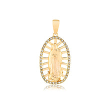 Load image into Gallery viewer, 18K Gold Layered Clear CZ Cut Out Our Lady of Guadalupe Medal Pendant 31.0061/1
