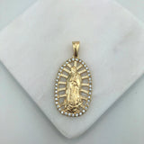 18K Gold Layered Clear CZ Cut Out Our Lady of Guadalupe Medal Pendant 31.0061/1