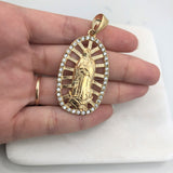 18K Gold Layered Clear CZ Cut Out Our Lady of Guadalupe Medal Pendant 31.0061/1