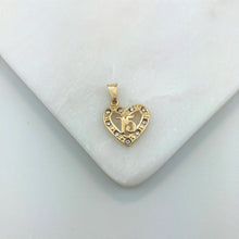 Load image into Gallery viewer, 18K Gold Layered Clear CZ Cut Out Heart Shape 15th Birthday Quinceañera Pendant 31.0072/1
