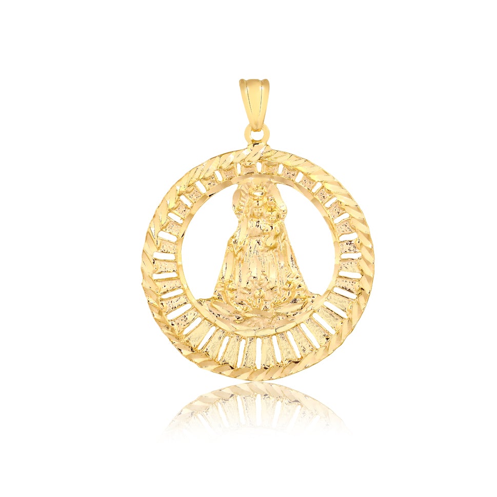 18K Gold Layered Diamond Cut Finish of Our Lady of Charity Medal Pendant 31.0074